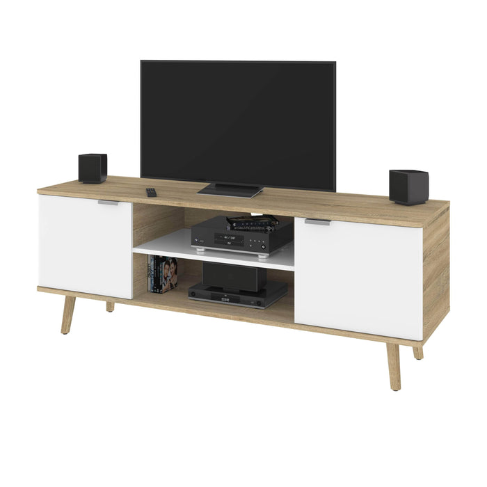 Pending - Modubox TV Stand Bestar Procyon 56W TV Stand for 55 inch TV - Modern Oak & White UV
