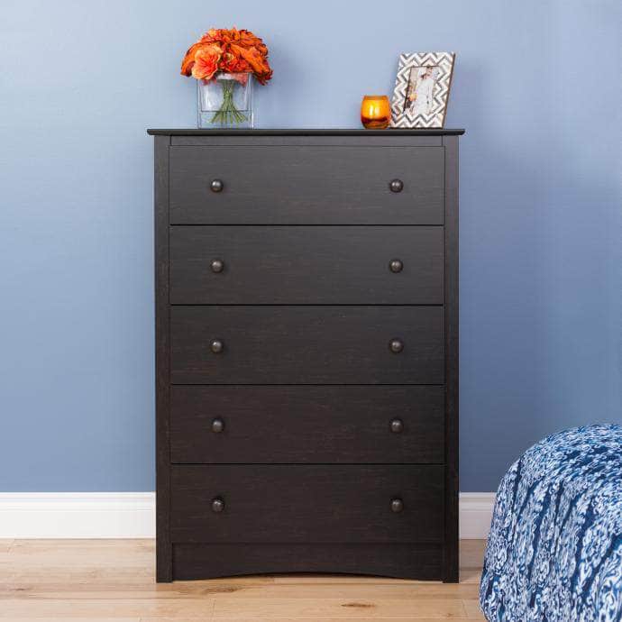 Pending - Modubox Washed Black Sonoma 5-Drawer Chest - Available in 5 Colors