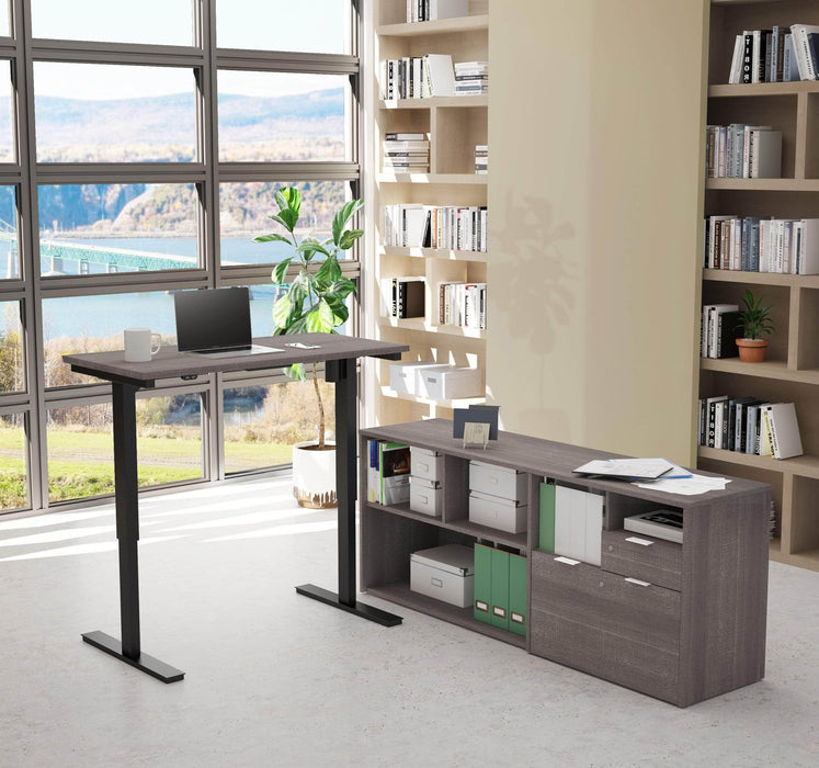 i3 Plus 2-Piece Set Including a Standing Desk and Credenza - Bark Gray