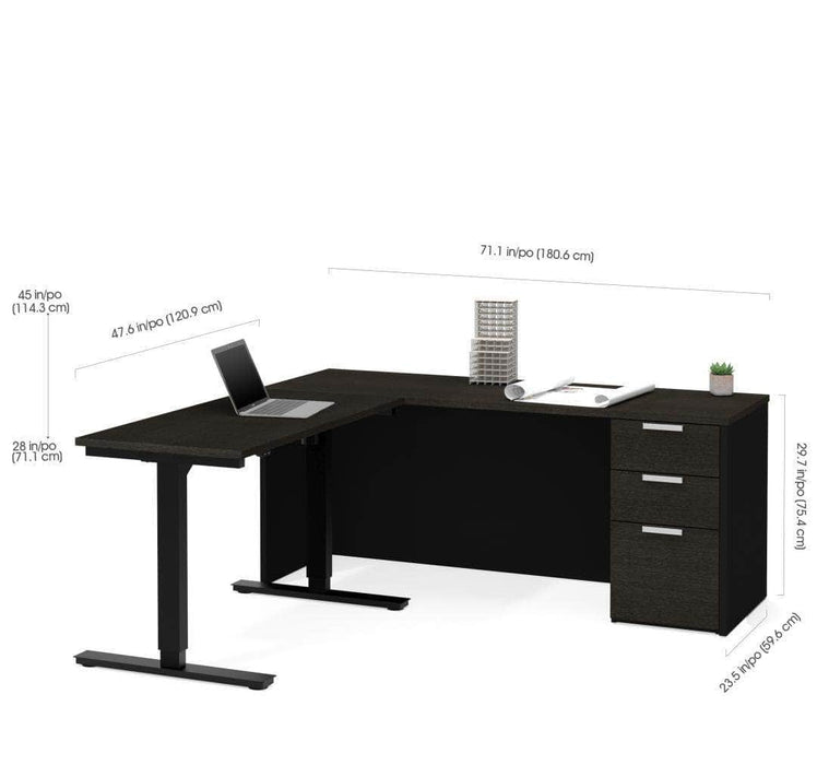 Pro-Concept Plus 2 Piece Set Including a Standing Desk and a Desk - Deep Gray & Black Dimensions