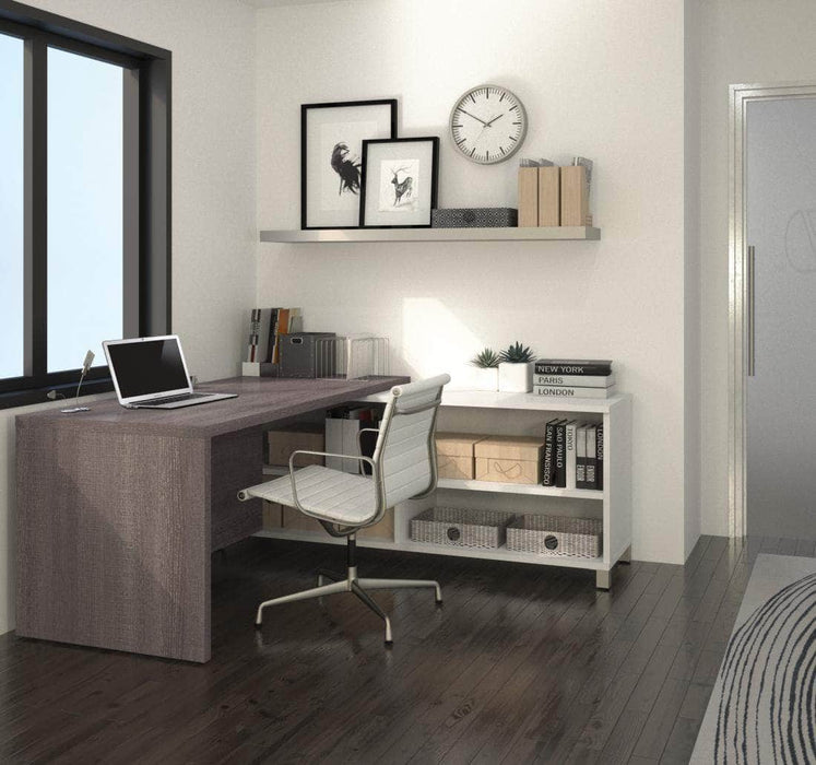 Pro-Linea L-Shaped Desk - Bark Gray & White