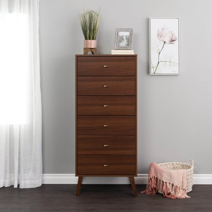 Pending - Review Drawer Chest Cherry Milo MCM Tall 6 Drawer Chest - Available in 4 Colors