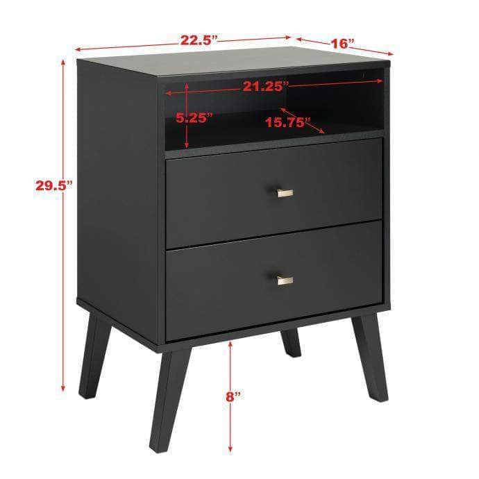 Pending - Review Milo Mid Century Modern 2-drawer Tall Nightstand with Open Shelf - Multiple Colors Available
