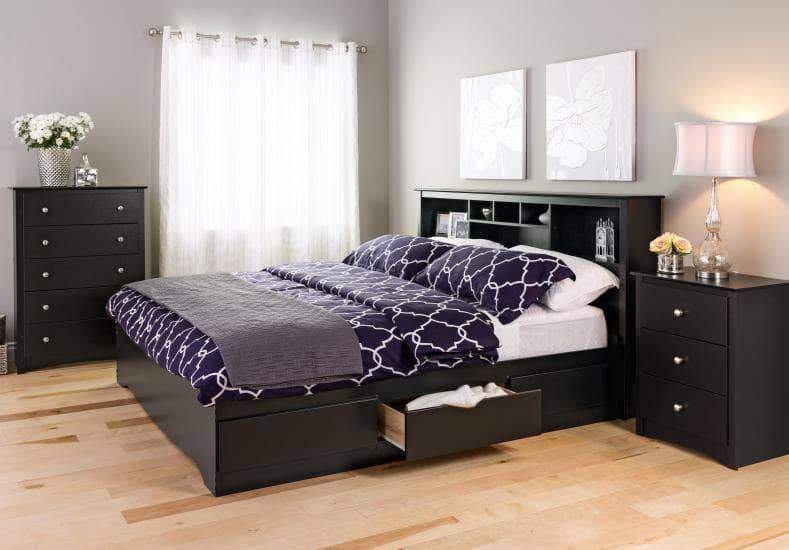 Prepac Sonoma Bedroom Black Sonoma 3-drawer Tall Nightstand - Multiple Options Available