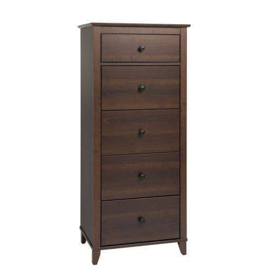 Prepac Yaletown Bedroom Collection Espresso Yaletown 5-Drawer Tall Chest - Multiple Options Available